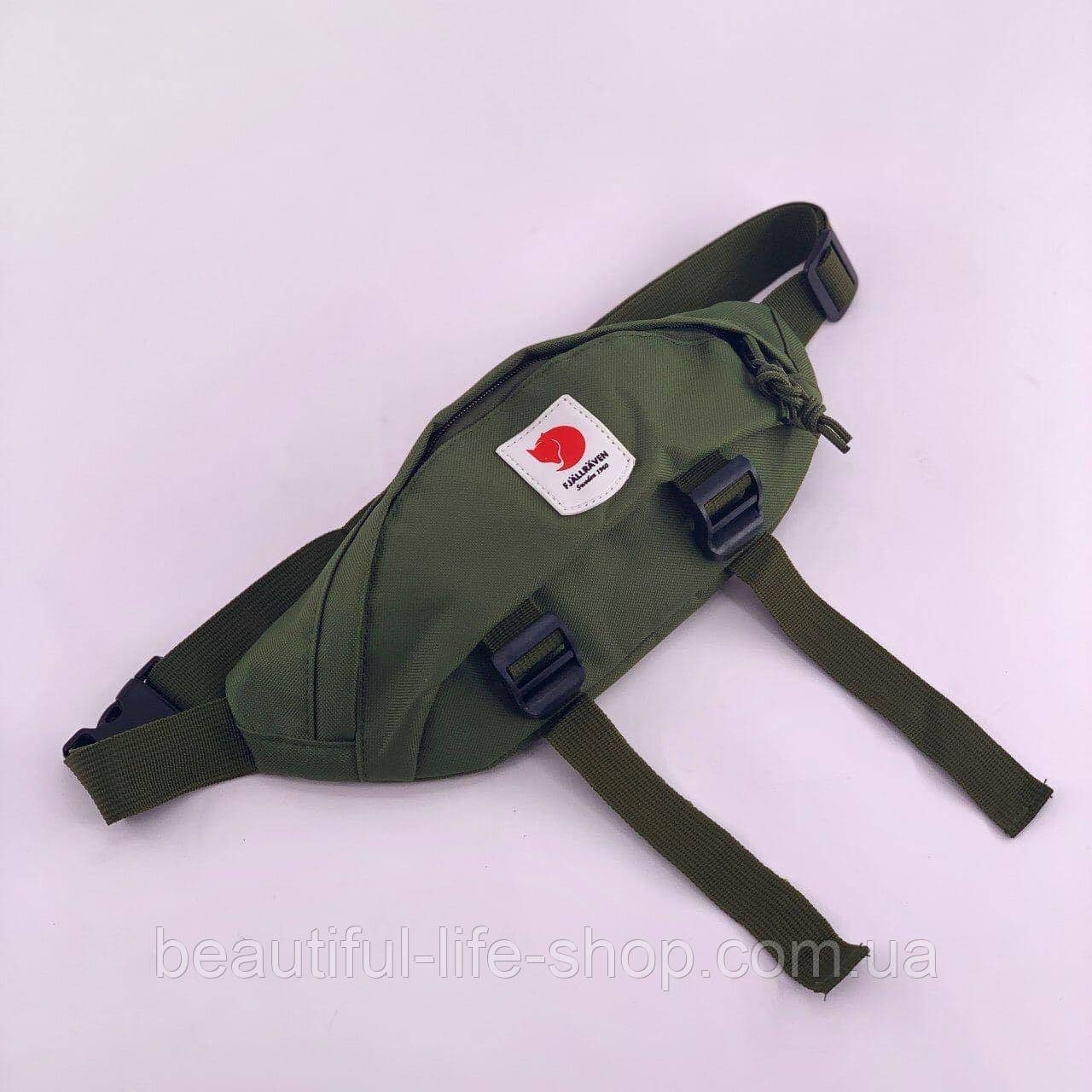 Сумка поясна бананка Fjällräven Hip Pack Medium хакі Сумка на пояс канкен чоловіча тканева