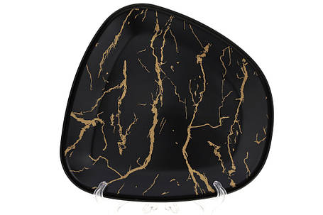 Тарілка порцелянова обідня, Мармурова Розкіш,23.5*22.5*1.6см, чорний із золотом (805-718), фото 1