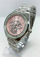 Годинник жіночий наручний Rolex (Роблекс) Срібло з рожевим циферблатом (код: IBW855SP)