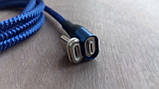 Магнітний кабель PZOZ Type-C (передавання даних/заряджання) Type-C, blue (нейлон), фото 3