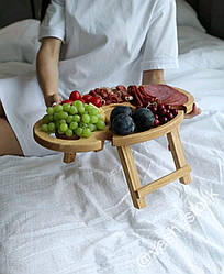 Оригінальний подарунок колезі - складний закусочний столик з дерева з секціями для закусок, 50х30см.