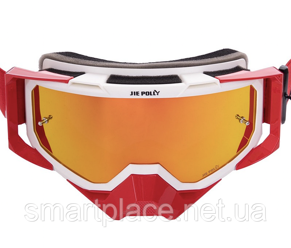 Мотоочки кроссовые JIE POLLY красные / Защитные очки для мотоциклиста ...