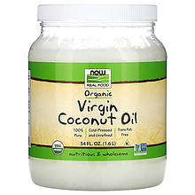 Органічна кокосова олія NOW Foods, Real Food "Organic Virgin Coconut Oil" першого пресування (1,6 л)