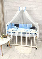 Комплект постельного белья в детскую кроватку для новорожденных "Минки плюш" голубой