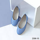 Літні жіночі шкіряні балетки ніжно-блакитного кольору, фото 2