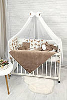 Набор постельного белья в кроватку для новорожденных "Минки плюш" коричневый