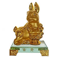 Статуетка Кролик на скляній підставці висота 12 см золота (C4409)