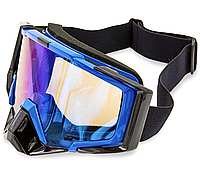 Мотоочки кроссовые JIE POLLY синие / Защитные очки для мотоциклиста / Кроссовая мотоэкипировка