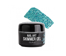 Гель NUB Shimmer Gel 07, бірюзовий голографічний мікс блесток і цукерки, 5 г