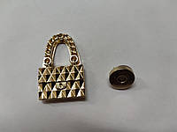 Застежка для сумки замок магнитный на сумки золотой (4903)
