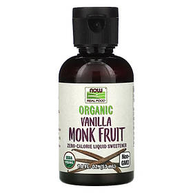 Рідкий підсолоджувач архіт NOW Foods "Organic Vanilla Monk Fruit" зі смаком ванілі (53 мл)