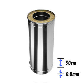 Труба димоходу 0.5м Ø 500/580 AISI 304 (нержавіюча сталь 0.8 мм)