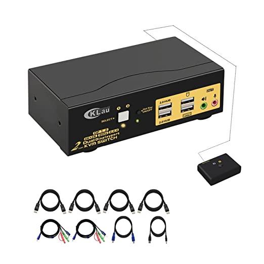 CKLau Мультимоніторний KVM-перемикач DisplayPort 2x2 USB