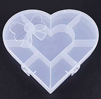 Контейнер для зберігання бісеру та дрібниць "Серце" 15,5х14х2,0см