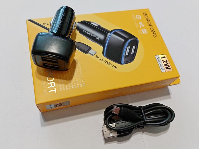 Зарядний пристрій автомобільний 2USB 2,4А +кабель microUSB BZ14