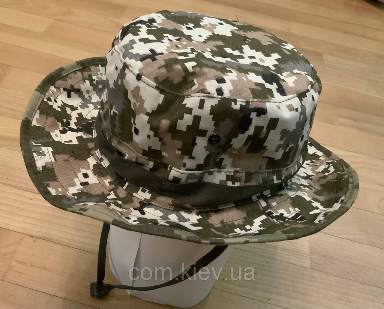 Панама камуфьована "піксель світлий" с цупкими полями (100 % бавовна)