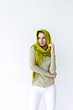 Універсальний жіночий шарф хустка з бахромою однотонний Салатовий, фото 4