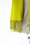 Універсальний жіночий шарф хустка з бахромою однотонний Салатовий, фото 10
