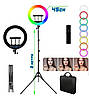Кільцева лампа світлодіодна LED Ring Light HQ-18RGB 55 Вт 45 см + штатив 2 м, фото 4