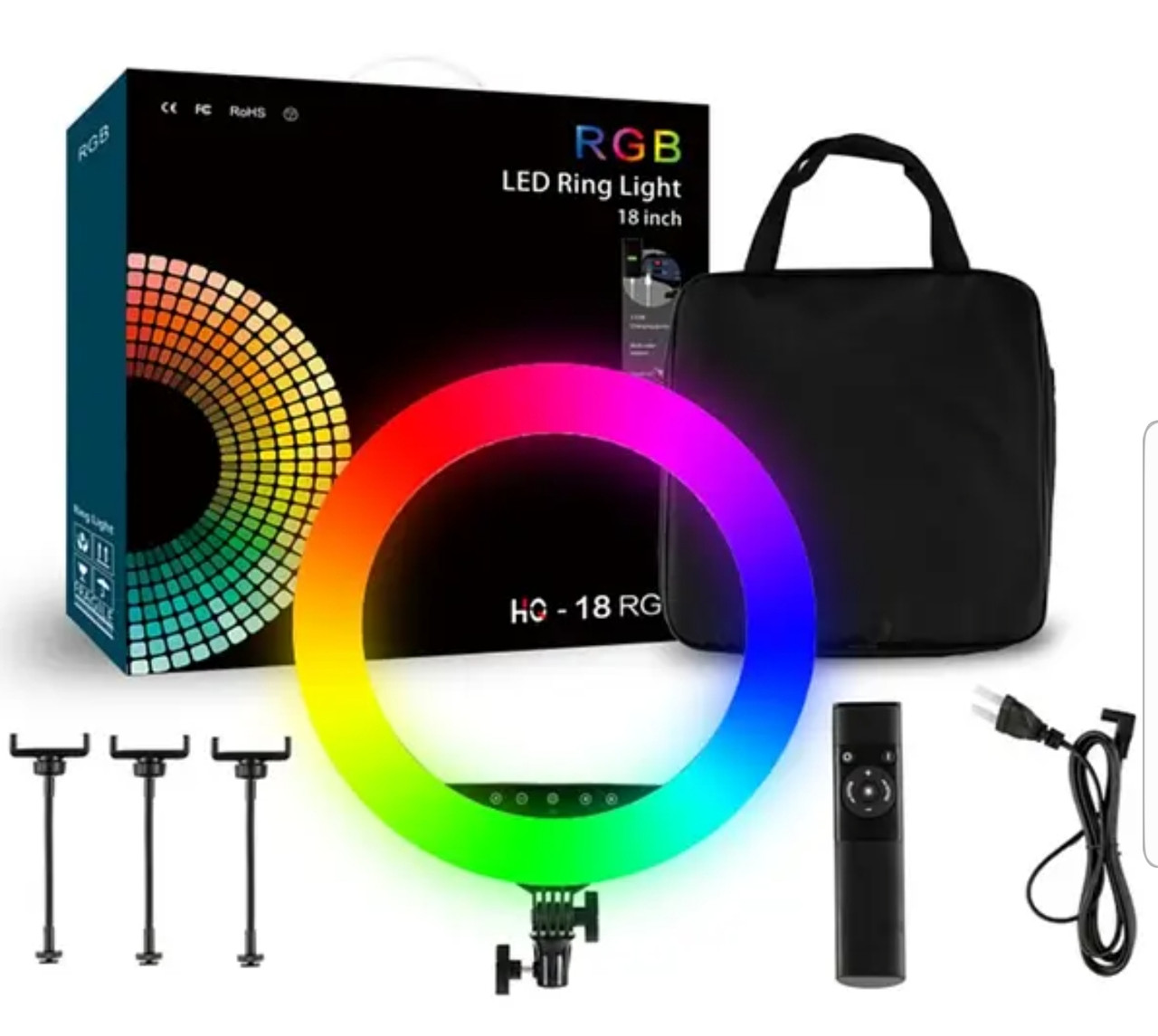 Кільцева лампа світлодіодна LED Ring Light HQ-18RGB 55 Вт 45 см + штатив 2 м