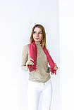 Стильна жіноча косинка-шарф з однотонною бахромою Яскраво-рожевий, фото 6