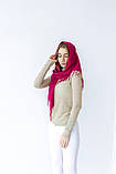 Стильна жіноча косинка-шарф з однотонною бахромою Яскраво-рожевий, фото 5