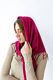 Стильна жіноча косинка-шарф з однотонною бахромою Яскраво-рожевий, фото 10