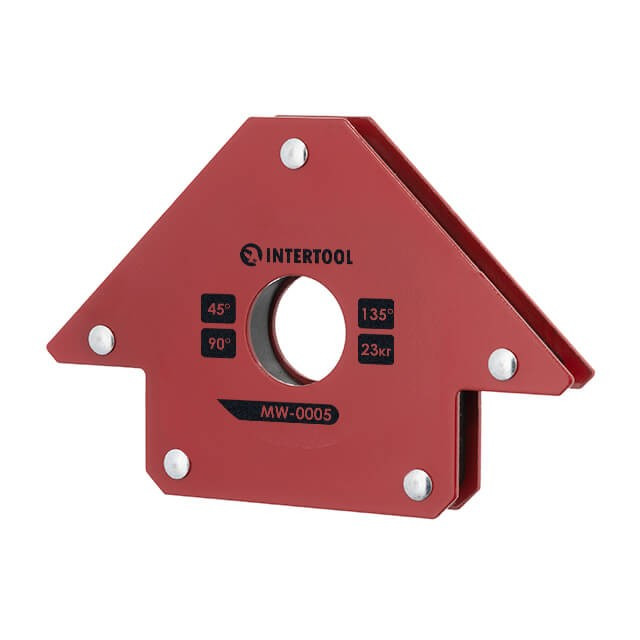 Тримач магнітний для зварювання стріла, 45°, 90°,135°, 23 кг, 90×100×17 мм INTERTOOL MW-0005, фото 1