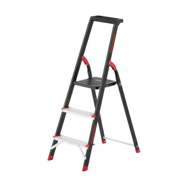 Драбина 3 щаблі, лоток для інвентарю, сталевий профіль, висота верхнього щаблу 630 мм, 409х667х1132мм,, фото 1