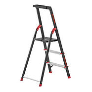 Драбина 3 щаблі, лоток для інвентарю, сталевий профіль, висота верхнього щаблу 630 мм, 409х667х1132мм,, фото 2