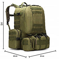 Мужской удобный тактический военный рюкзак оливкового цвета 50 л