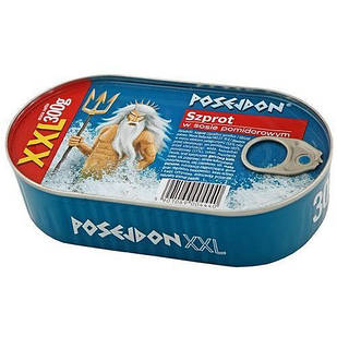 Шпроти Poseidon XXL у томатному соусі, 300 г, Польща, з/б, Посейдон шпроти