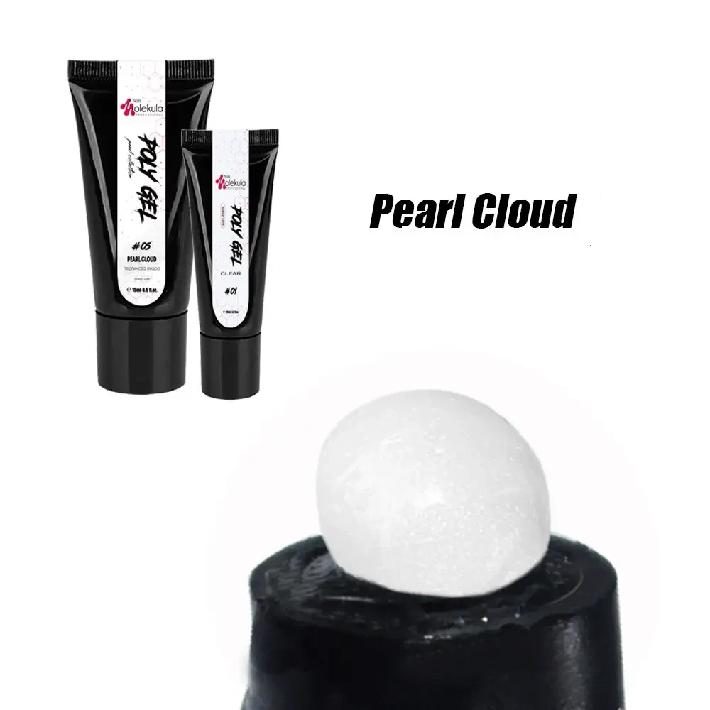 Molekula Полігель Poly Gel Nails No05 (Pearl Cloud - білий молочний з чіммером), 30 мл