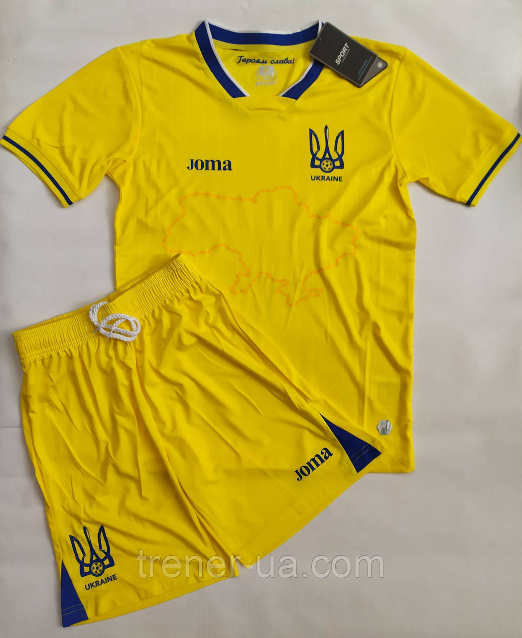 Футбольна форма доросла Україна в стилі Joma ЧМ жовта/комплект футбольний дорослий/форма доросла Хома