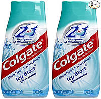 Colgate 2 в 1 отбеливающая зубная паста и жидкость для полоскания рта Icy Blast,130 гр, 2 упаковки