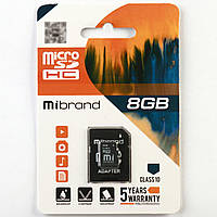 Карта пам'яті 8 Гб | Mibrand 8Gb | Тип microSDHC class 10 (adapter SD)