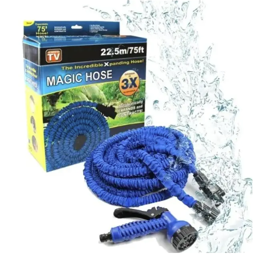 Посилений садовий шланг для поливу X-hose Pro 22,5 м (75FT) з розпилювачем, синій