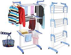 Багатоярусна підлогова сушарка для білизни, речей, одягу Garment rack with wheels складна, Sbm, фото 4