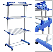 Багатоярусна підлогова сушарка для білизни, речей, одягу Garment rack with wheels складна, Sbm, фото 6
