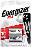 Батарейка CR 123A Energizer 3V Lithium, 1 штучка (блістер по 2 шт.), фото 2