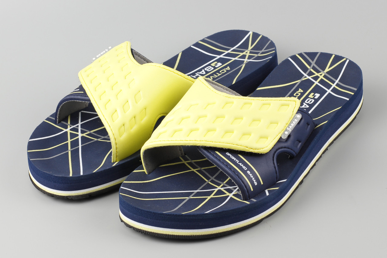 Шльопанці жіночі сині жовті Sahab SH22-202W Сахаб розміри 38 39