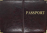 Обкладинка на закордонний паспорт зі шкірозамінника «Passport» колір бордо