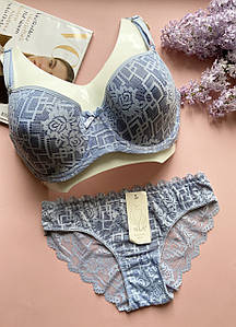 75/80С Мереживний комплект жіночої нижньої білизни блакитного кольору