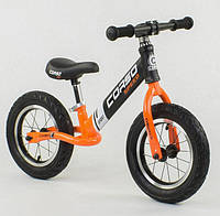 Беговел, велобег Corso Speed Sport 24846, надувные колеса, 12", подшипник, черно-оранжевый