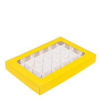 Коробка для цукерок з вікном 240х155х35 (на 24 шт), жовта