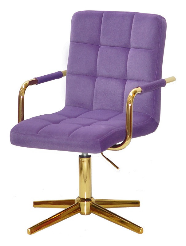 Крісло Augusto-Arm GD-Modern Base пурпур В-1013 велюр із золотими підлокітниками, на золотій хрестовині, фото 1