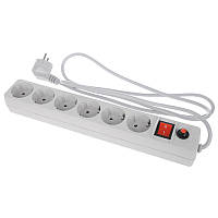 Мережевий фільтр-подовжувач LMK051 3 метра, 6 гнізд, заземлення, захист кз