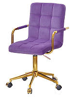 Кресло Augusto Arm GD-Modern Office с подлокотниками, пурпур В-1013 велюр на золотой крестовине c колесами