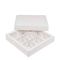 Коробка для цукерок 145х145х29 (на 9 шт), біла