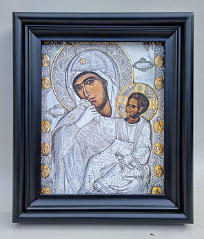 Рівний строгий чорний матовий кіот із внутрішньою дерев'яною рамою